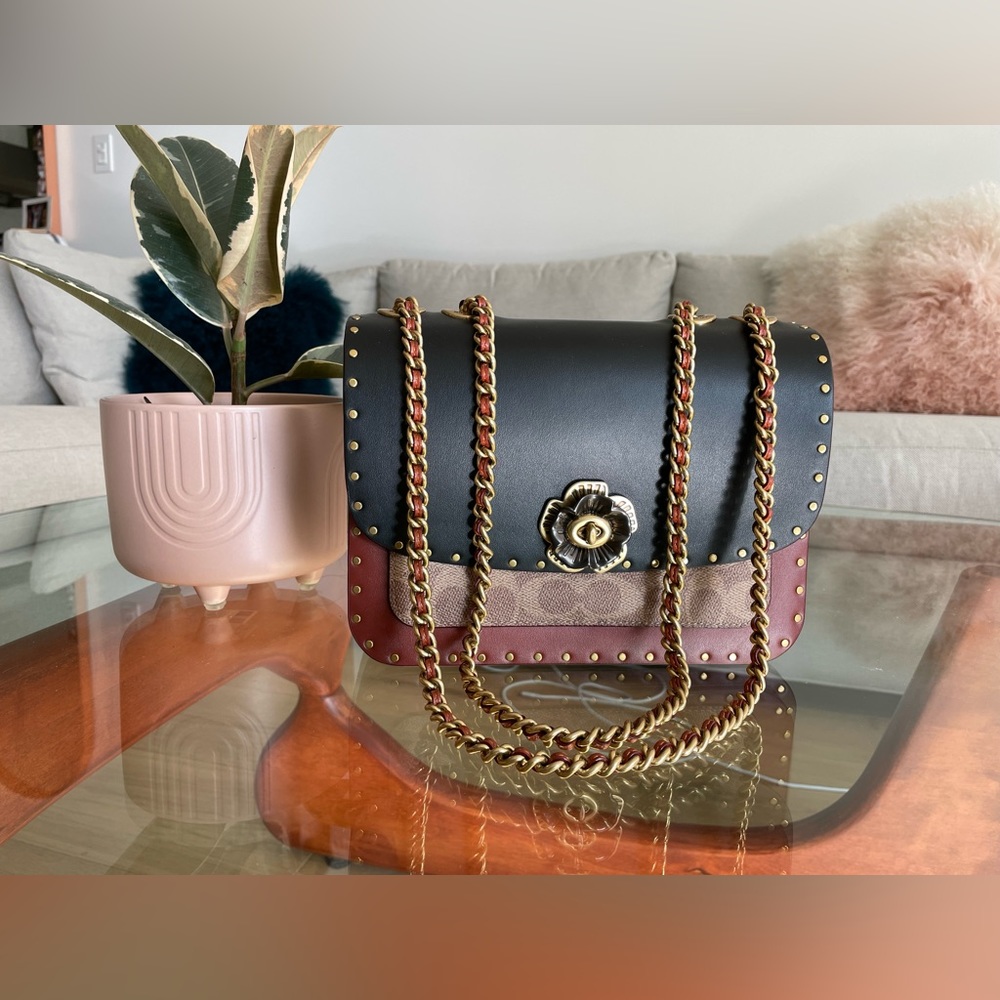 Coach Madison Shoulder Bag with Rivets and Snakeskin